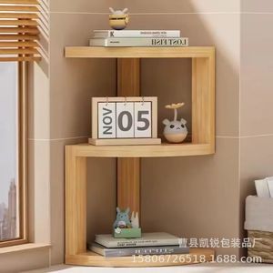 Wooden Corner <b>Shelf</b> 3 Tier Solid Wood Storage Rack For Living Room <b>Desktop</b> Organization Multipurpose Standing Type - Product Image 1