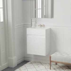 Europei sanitari Hotel lavabo bagno mobile da 16 pollici galleggiante moderno bagno sottile vanità con lavello - Product Image 5