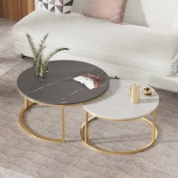 Meubles de salle à manger, table basse ronde élégante, décoration de luxe, base dorée pour salon, hôtel, table de table en marbre durable