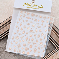 Autocollants 3D or rose, étoile, lune, soleil, nail art, décoration de manucure, 1 pièce