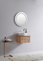 Meubles de salle de bain suspendus à la murale de style italien, petite taille, unités de salle de bain en PVC avec lavabos