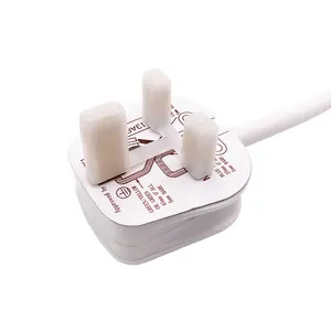 UK white h05vv-f 3g1.5mm2 power cords,3 prong flat plug power cord for electric grill