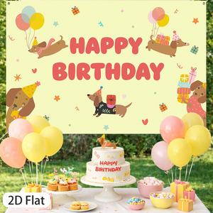 Toile de fond murale en polyester pour fête d'<span class=keywords><strong>anniversaire</strong></span> 2026 sur le thème des Chiens Saucisses, décoration murale pour fête d'<span class=keywords><strong>anniversaire</strong></span> - Product Image 4