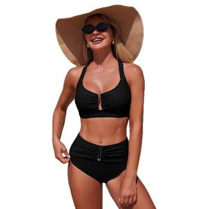 Maillot de bain bikini sexy dos nu triangle uni de style 2026 pour femmes - Product Image 1