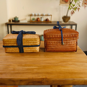 Handmade Bamboo Woven Storage <b>Box</b> Rectangle Lacquered Craft <b>Gift</b> Home Use - Product Image 2
