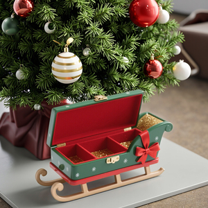 Handmade giáng sinh nhựa Sleigh hộp lưu trữ nhỏ lễ hội đính Organizer với nắp cho kỳ nghỉ Home & <span class=keywords><strong>Xmas</strong></span> quà tặng trang trí nội thất - Product Image 3