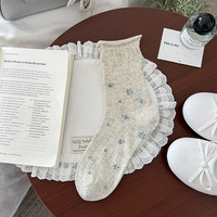 Chaussettes pour femmes de style coréen, respirantes, douces, à motif floral d'été, vente en gros d'usine