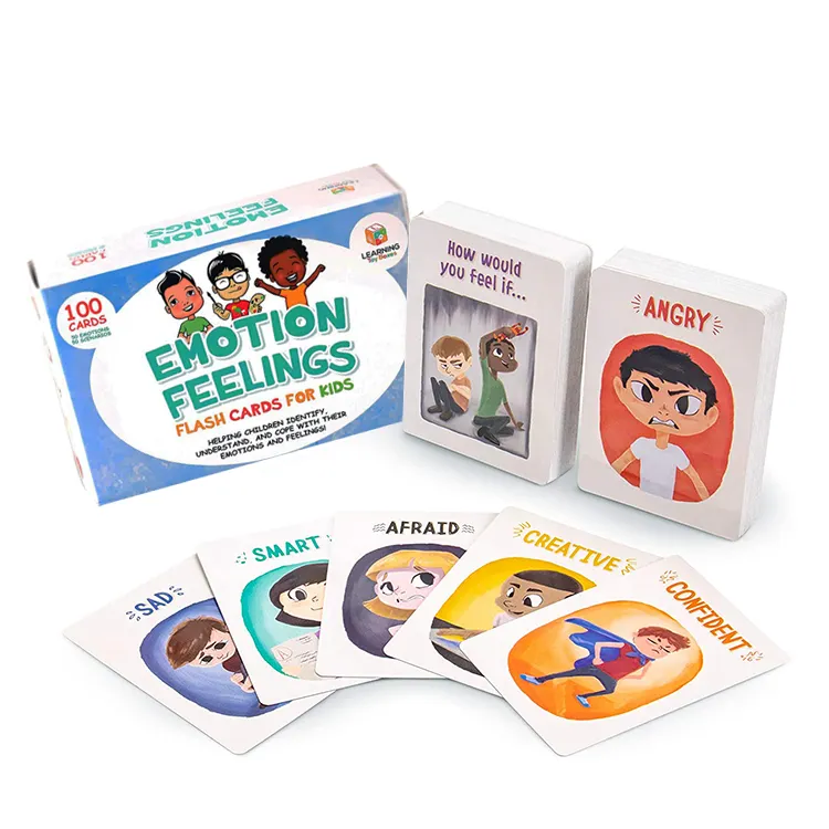Printer custom OEM wholesale cheap price Feeling Emotional Intelligence Flashcard Game educational learning flash cards printing