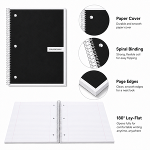 <span class=keywords><strong>Quaderno</strong></span> a Spirale Rigato Standard Universitario 8x10.5 Pollici con Tre Fori, Logo Personalizzato, Diario di Scrittura, Regalo per Studenti Universitari e Scolastici - Product Image 3