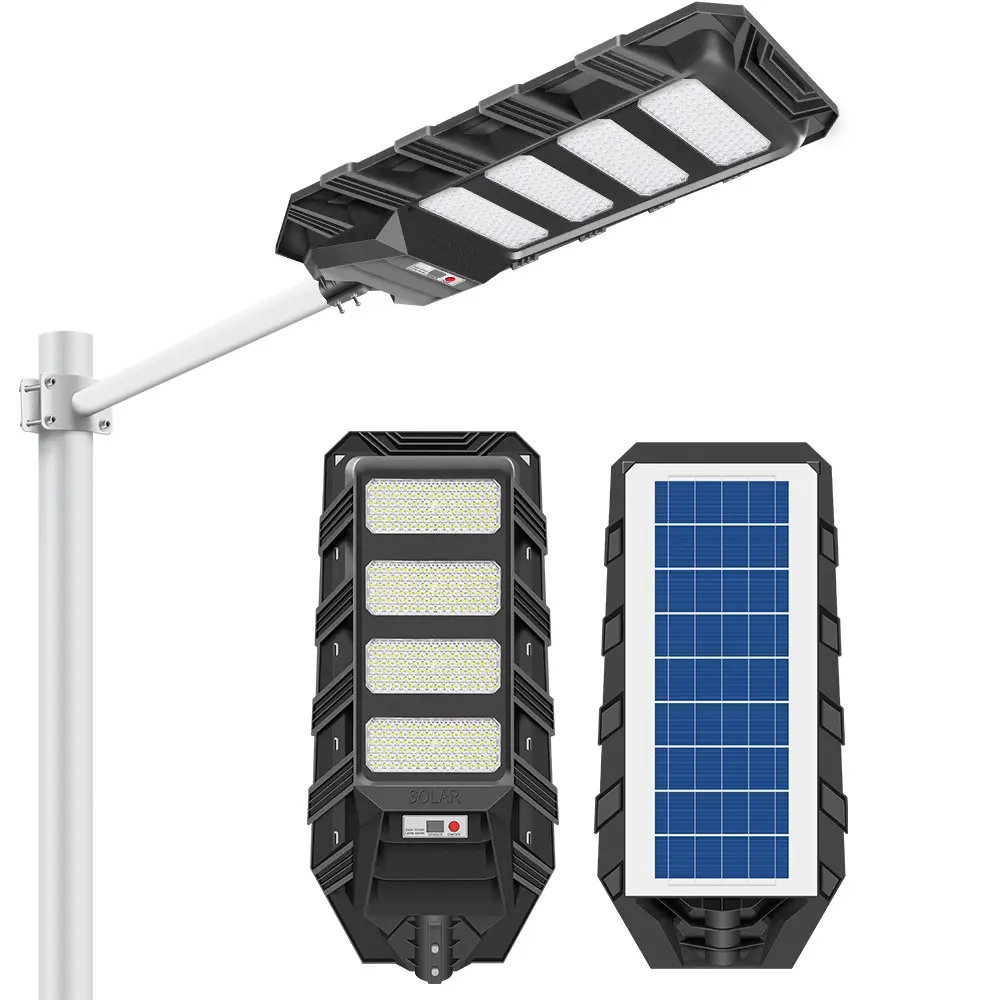 200w 300w 400w Battery Power Panel Lights Outdoor Dimmable Integrated All In 1 Led Solar Street Light With Remote Control