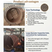 Chaudière générateur de vapeur industrielle horizontale à trois passages, à tubes filetés, basse pression, alimentée à la biomasse, au bois ou au charbon, 200-2000 kg