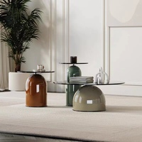 Meubles de table basse de salon ronds de luxe Table d'appoint moderne circulaire Table basse en verre trempé en métal pour café hôtel