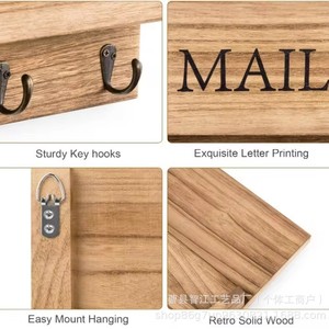 Porte-lettres en bois, porte-documents et porte-clés mural, rangement pour courrier et documents à la maison, dans l'entrée ou au bureau - Product Image 5