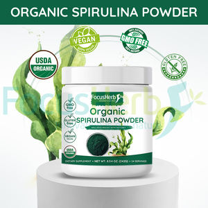 FocusHerb ผลิตภัณฑ์เสริมอาหารผงสาหร่ายสไปรูลิน่าออร์แกนิก สารสกัดสมุนไพรเกรดอาหาร OEM โปรตีนขั้นต่ำ 60% - Product Image 2