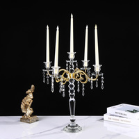 Candélabre en verre cristal à 5 bras de la marque Yingsheng, pendentifs suspendus, style européen, centre de table pour mariage, décoration de banquet