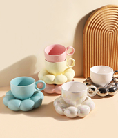 2024 cadeaux mignons pour les copines 215ml tasse à expresso et soucoupe tasse à café en céramique de couleur brillante avec soucoupe en forme de nuage
