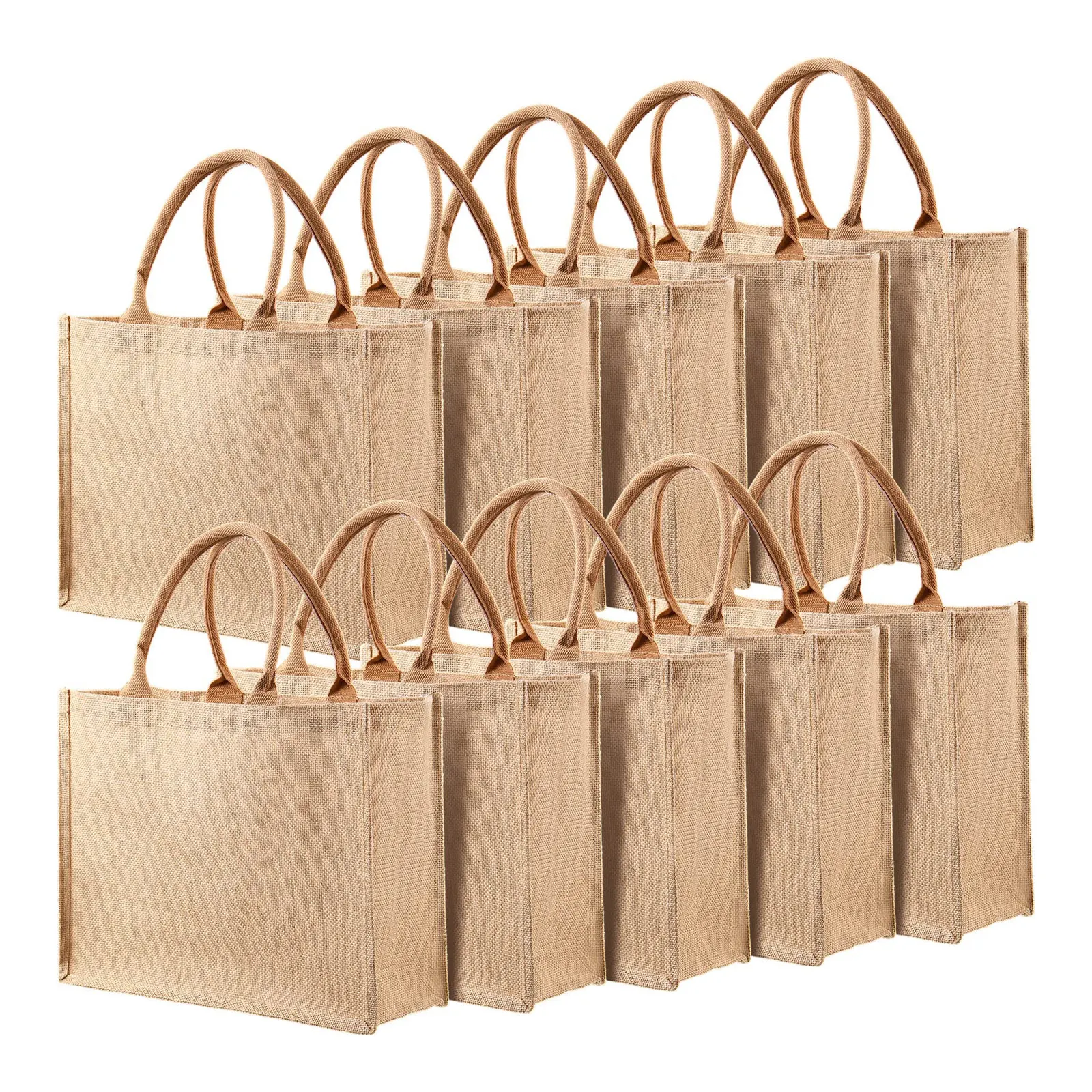 High Quality Reusable Eco-Friendly Jute Zipper Bag Custom Logo Printing Jute Shoulder Bag Jute Beach Tote Bag