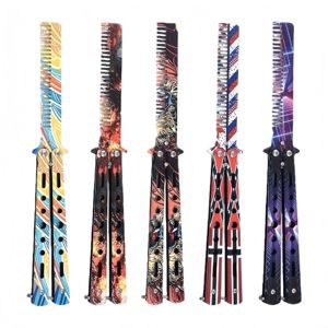 Meilleures ventes : Peigne papillon d'entraînement portable, pliable, type couteau papillon, outil <span class=keywords><strong>de</strong></span> <span class=keywords><strong>coiffure</strong></span> et <span class=keywords><strong>de</strong></span> barbier, Couteaux d'entraînement, Jeu CSGO - Product Image 1