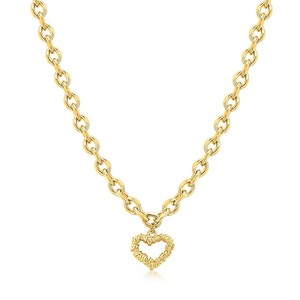 Milskye hermoso conjunto de joyas para mujeres latón 14K chapado en oro grueso corazón collares - Product Image 6