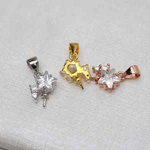 Pendentif en argent S925, tête en forme d'étoile, support de pendentif pour 6 à 8 perles, accessoire de bijouterie DIY, apprêts de bijouterie semi-finis pour femmes - Product Image 3