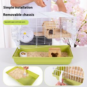 Lussuosa gabbia per criceti a due piani con modello di orso dorato solido 47 piccola Base con chiusura elegante in plastica per animali domestici Villa castello - Product Image 2