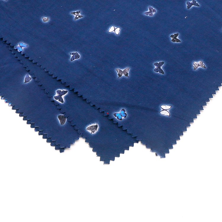 Однотонная ткань из чистого хлопка с цветочным принтом для одежды