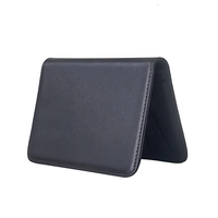 Dompet Kartu Kredit Kulit Sapi Hitam Mewah Bermotif Butir, Sublimasi Dua Sisi, Ukuran Kecil dengan Penjepit & Kancing