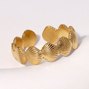 Anillos Abiertos de Acero Inoxidable con Diseño de Concha Dorada Elegante de Berserk para Regalos para Chicas - Product Image 1