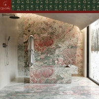 Dalle de marbre rose et vert GOLDKING naturelle quatre saisons pour cheminée, mur, îlot de cuisine, vasque, baignoire, sol, décoration intérieure