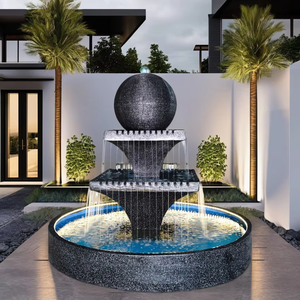 2024 New Style 3-Tier Poly resin und Fiberglas Wasser brunnen LED-integrierte Outdoor-Garten-Funktion für Hinterhof oder Deck - Product Image 5