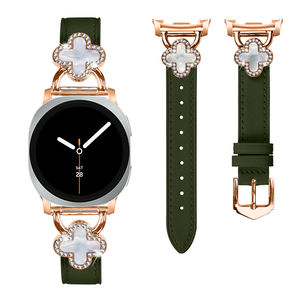 <span class=keywords><strong>Bracelet</strong></span> de <span class=keywords><strong>montre</strong></span> en <span class=keywords><strong>cuir</strong></span> véritable 40/44 mm avec adaptateur style trèfle à quatre feuilles et extrémité pointue pour Samsung Watch 8, pour smartwatch <span class=keywords><strong>femme</strong></span> - Product Image 2