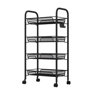 Carrello portaoggetti <span class=keywords><strong>da</strong></span> <span class=keywords><strong>cucina</strong></span> a 4 ripiani con ruote, cestello in filo metallico, scaffalatura regolabile in metallo per dispensa - Product Image 6