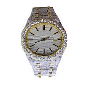 Hot Selling High-end Luxury VVS Mossanite Stainless Steel Glass <b>Watch</b> Honeycomb <b>Set</b> Ice Hip-hop Binger Personalized <b>Watch</b> - Product Image 1