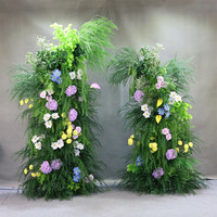 Arche florale en fer forgé de style forestier, motif corne de bœuf, avec hortensia et roseau, pour mariage, guide de chemin, centre de table et toile de fond de pelouse extérieure