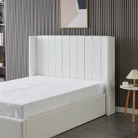 Lit Double Rembourré en Cuir Synthétique Blanc, Lit Queen Size de Luxe Italien avec Rangement