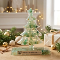 Décoration de Noël en résine verte en forme de cristal, ornement d'arbre, décoration de table intérieure, décoration de fête, décoration de maison, fournitures de fête