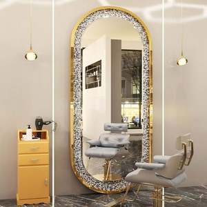 2025 gran oferta moderno de longitud completa dorado muebles de salón de peluquería montado en la pared maquillaje de peluquería ESPEJO DE BELLEZA LED para sala de estar - Product Image 1