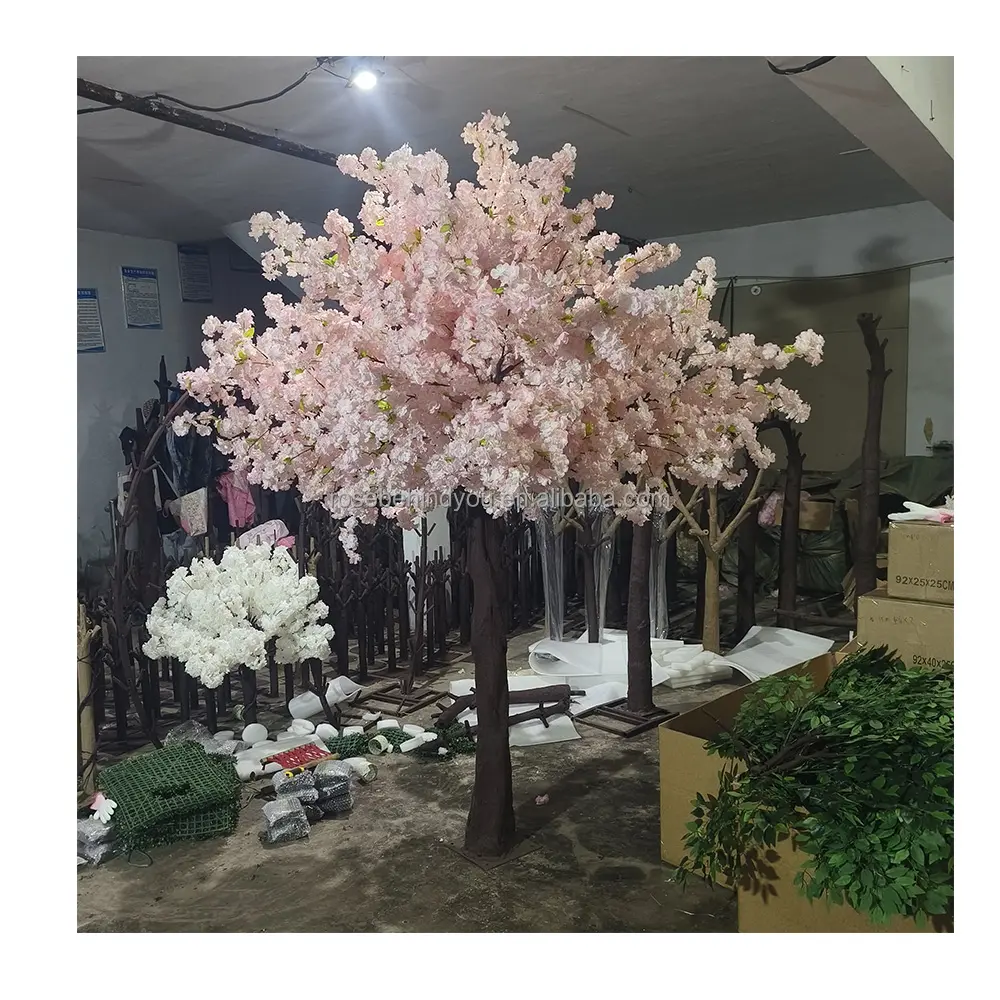 2m 3m 4m Grande Plástico Japenesse Flor De Marfim Artificial Sakura Flor De Cereja Artificial Pink Tree Faux Tree para Exterior