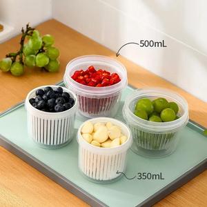 Boîte de conservation des condiments 350 ml, pour oignon vert haché et ail, avec drainage, pour réfrigérateur et camping - Product Image 5