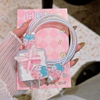 Protector de Cable de Carga con Diseño de Mariposa de Cristal Rosa, Accesorios para iPhone 18/20w, Funda Protectora de Cargador con Dibujos Animados