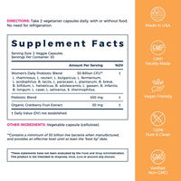 Probiotiques Marque Blanche pour Femmes : Complément Alimentaire en Capsules pour la Santé Digestive, 50 Milliards de UFC, 18 Souches, Probiotiques Quotidiens Féminins