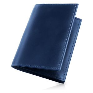 Tarjetero de Cuero Genuino Estilo Japonés para Hombre, Color Azul Sólido, Tipo de Cubierta Portátil para Uso Diario - Product Image 1