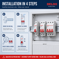 DELIXI 63A MCB B Curve Miniature Circuit Breaker Single Pole 230V 6kA Bersertifikat CE Tembaga DIN Rail Keamanan Listrik Rumah Tangga