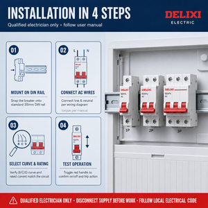 Disjoncteur miniature DELIXI 63A courbe B, unipolaire, 230V, 6kA, certifié CE, en cuivre, pour rail DIN, sécurité électrique domestique - Product Image 4