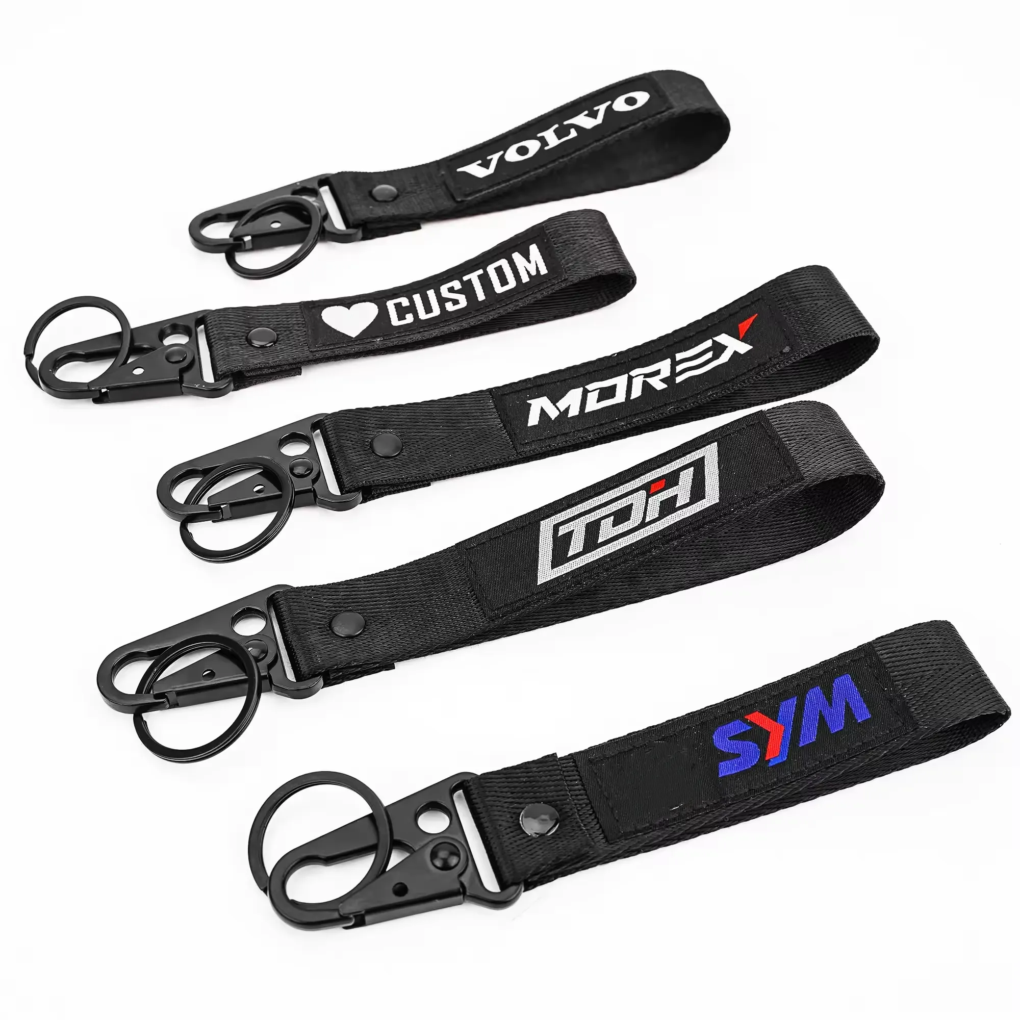 Sublimation Printed Fabric Wrist Strap Polyester Car Keyring Accessories Keychain Lanyard Custom Motorcycle Key Chain With Logo