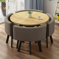 Chaise de table épaissie en fer de réception simple à la mode garde-manger de bureau table et chaises en bois texturées en marbre rond