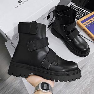 Bottes en cuir tendance pour hommes, nouvelles bottes pour hommes automne et hiver - Product Image 1