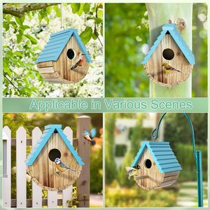 Hangende houten vogelhuisjes voor buiten, voor kardinaalvogels, vinken, kwartels, zwaluwen en blauwe vogels. - Product Image 6