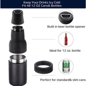 Refroidisseur de bouteilles de bière 2-en-1 avec ouvre-bouteille intégré, support isotherme en acier inoxydable pour l'extérieur et les fêtes - Product Image 6