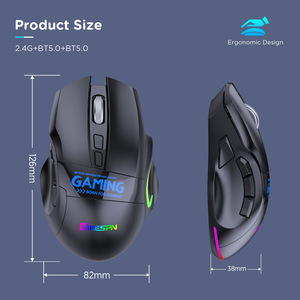 Souris de jeu ergonomique MKESPN W10 RGB 9 touches BT double mode trois canaux pour droitiers, programmable sans fil avec macros pour ordinateur - Product Image 5